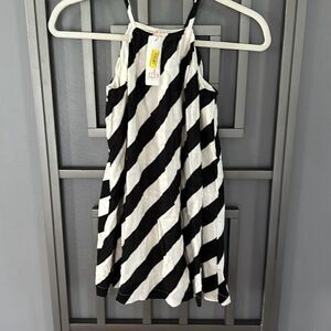 NWT GB girls Gianni Bini ￼ black and cream swing dress striped size S